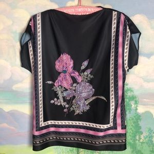 VINTAGE hand beaded floral shirt 1970s 1980s SZ LG